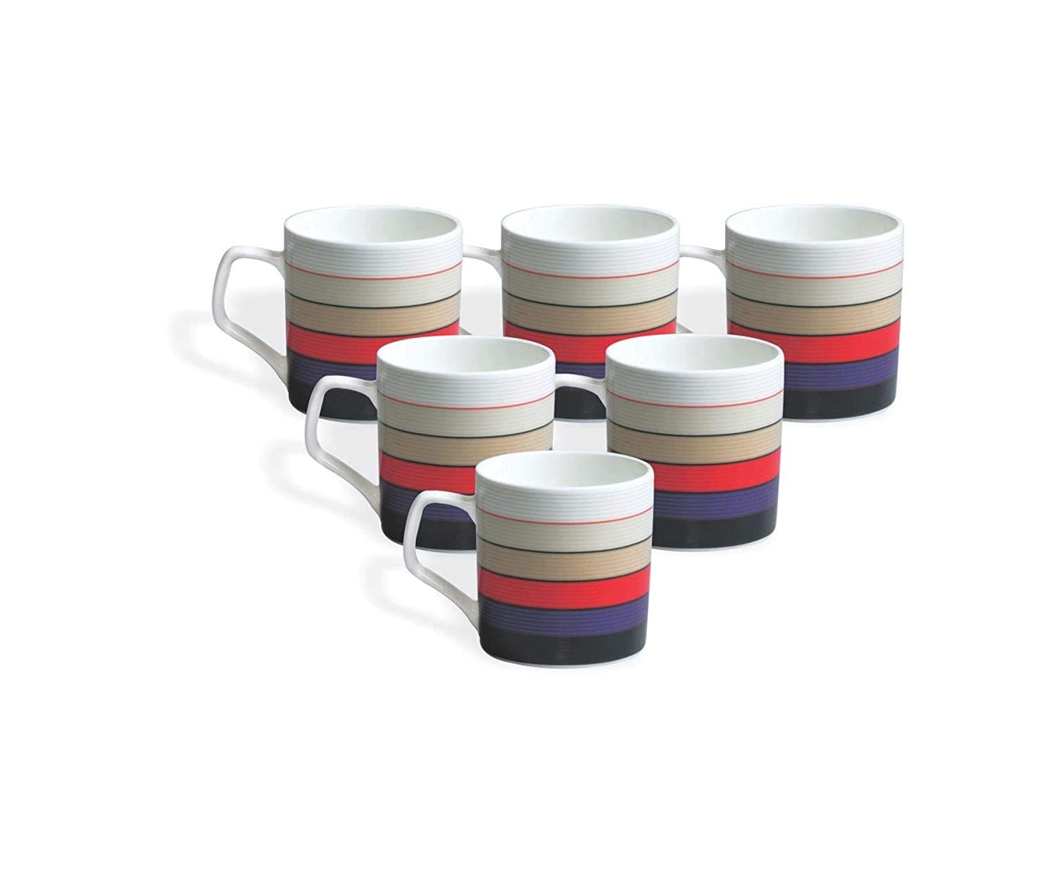 Bone China Director Hilton 389 Coffee Mug Set, Multicolor, 6 Piece