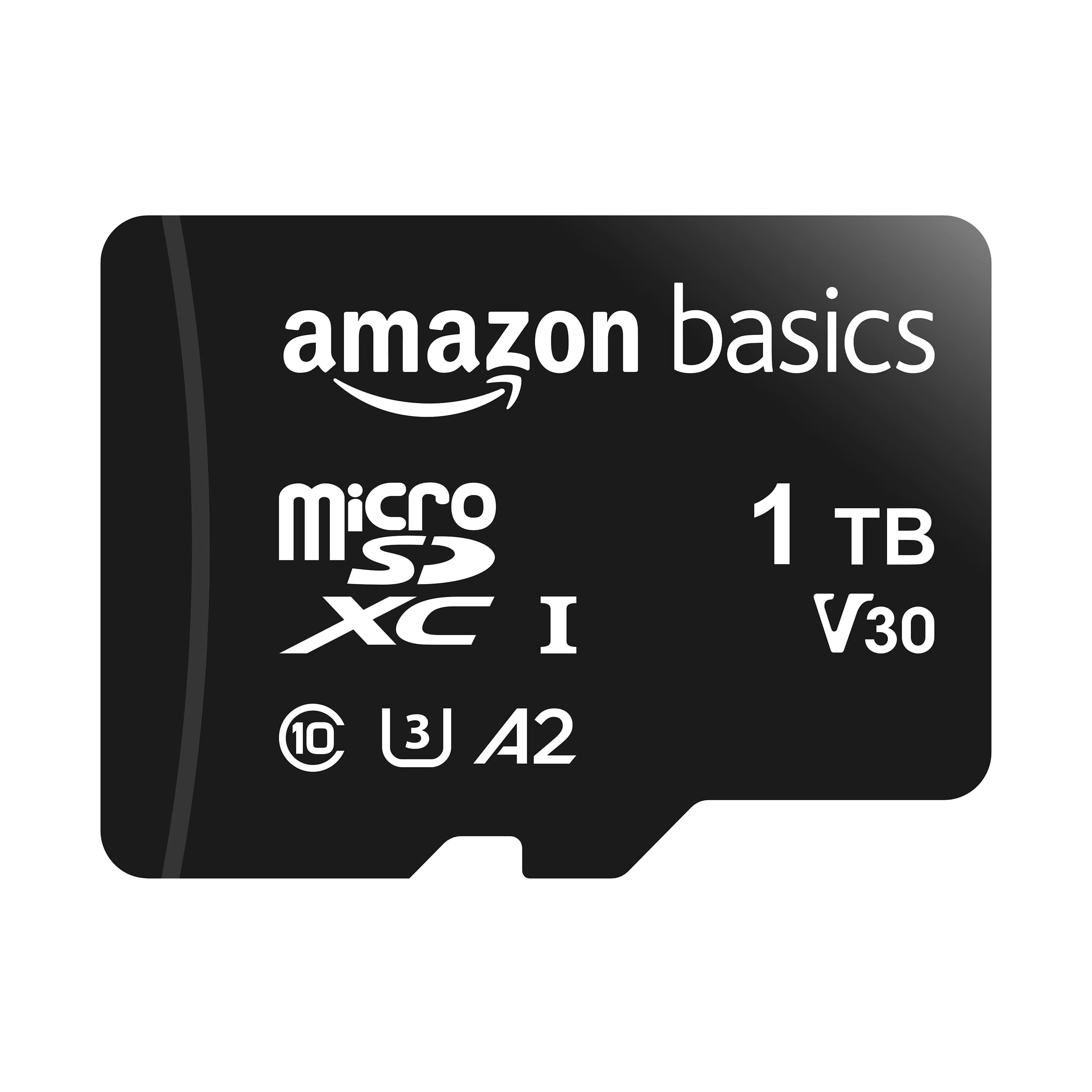 microSDXC Memory Card with Full Size Adapter, A2, U3, Read Speed up to 100 MB/s, 1 Tb, Black