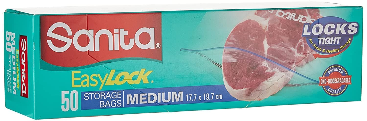 Sanita Club EASY ZIP LOCK FOOD STORAGE BAGS MEDIUM 50