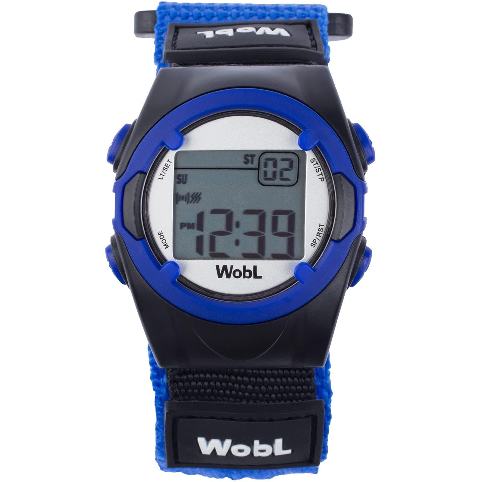 WobL Vibrating 8-Alarm & Repeating Countdown Timer Watch for Kids & Adults, Medication/Sports/Meetings/Potty Reminders, Blue