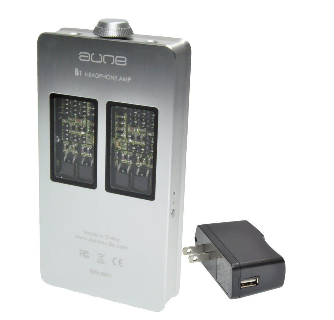 Aune Audio B-1 (B1-2016 Version) Class A Portable Headphone Amplifier with USB Charger (Silver) - HiFi Battery Operated Amp