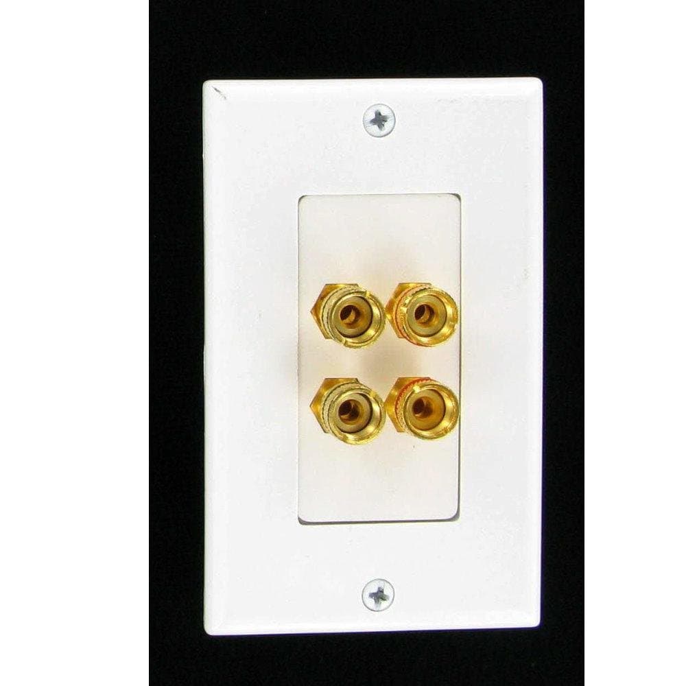 2 Speaker Wall Plate With Gold Plated Binding Posts