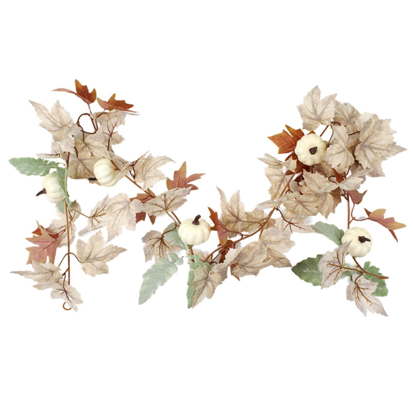 Artificial Fall Garland White Maple Vine for Home, Leaf Autumn Hanging White Maple Vine Harvest Decor Unique Design Rattan for Thanksgiving Halloween Farmhouse Pumpkin B