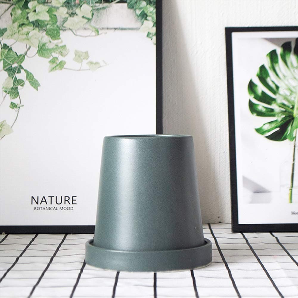 BPTCHP High Temperature Ceramic Conical Plant Pot Rub Ceramic Flower Plant Green Literary Desk Living Room Decorative Mini Planter Garden Home Decor