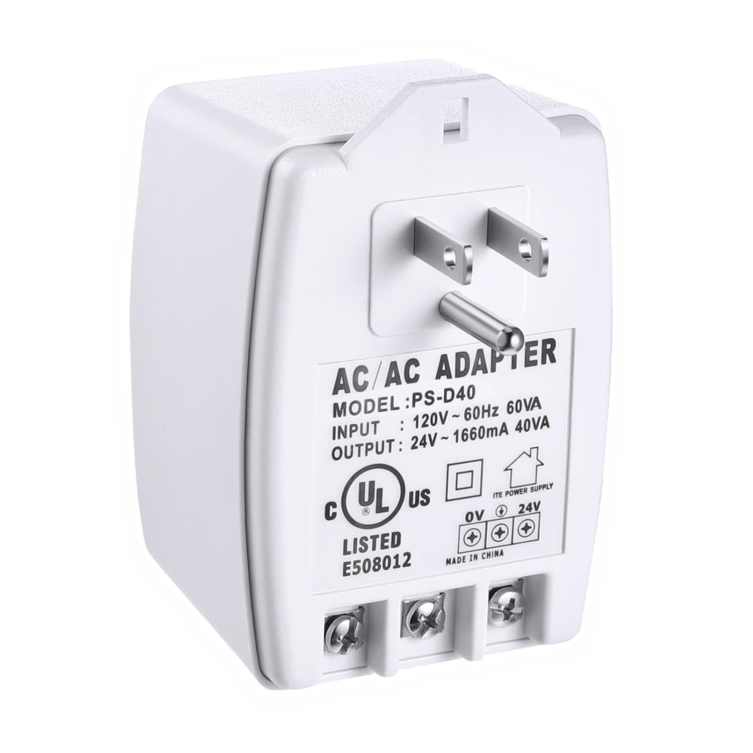 24 Volt Transformer, 40 VA AC Transformer Plug in with PTC Fuse Compatible with Ring Doorbell and Thermostat, Compatible with Nest, Ecobee, Sensi/Honeywell/ 24V Adapter (1 Pack)