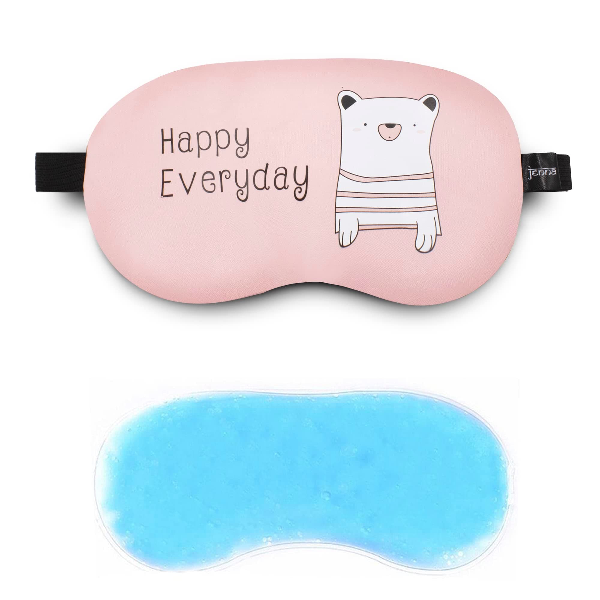 Jenna Unisex Printed Alphabet Sleeping Eye Mask Comfortable, Soft And With Adjustable Strap With Gel (Pink)