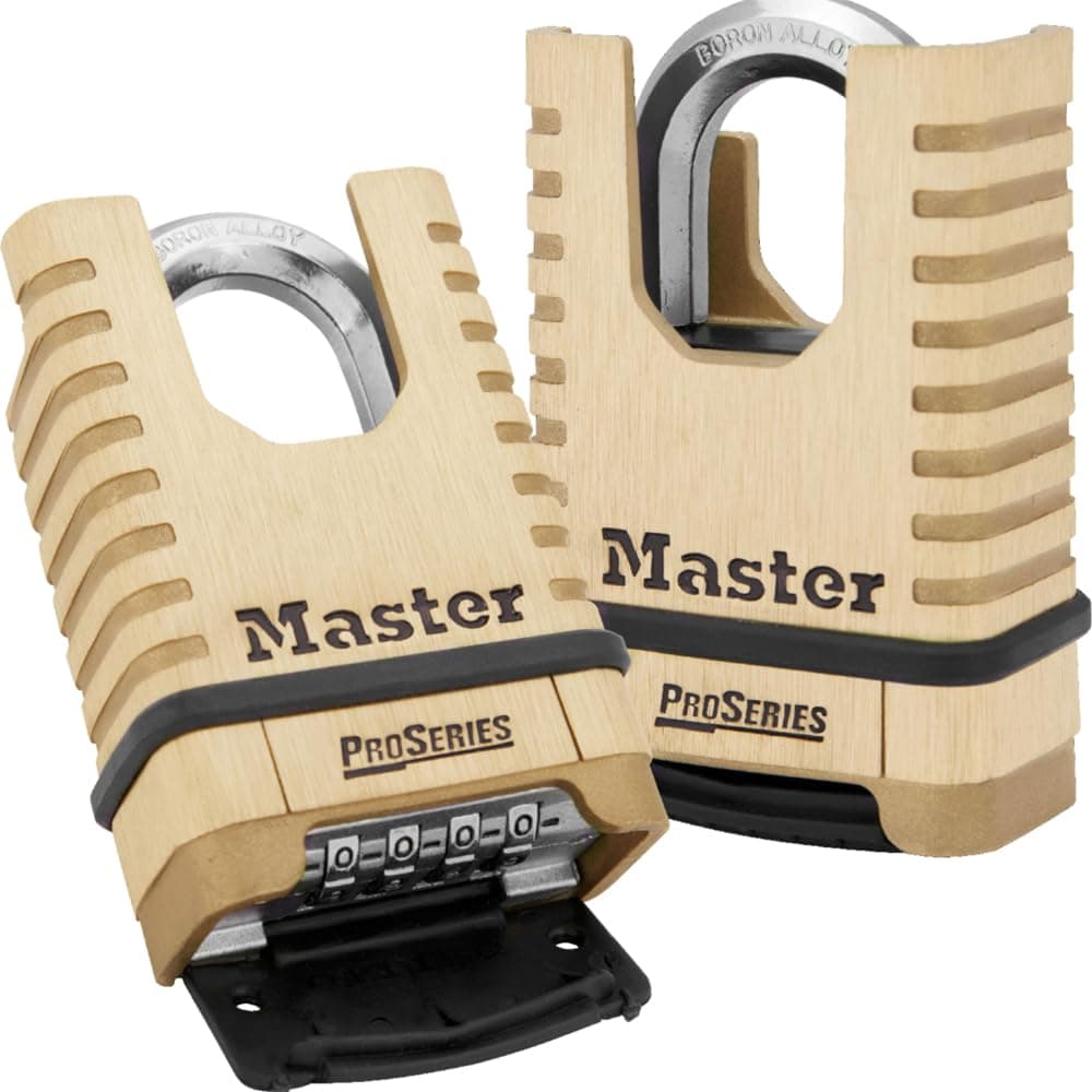 Master Lock ProSeries Brass Padlock, Set Your Own Combination Lock, Commercial Grade Locks with Code for Tools, Fences, Gates, 2-1/4 inches Wide, 1177D