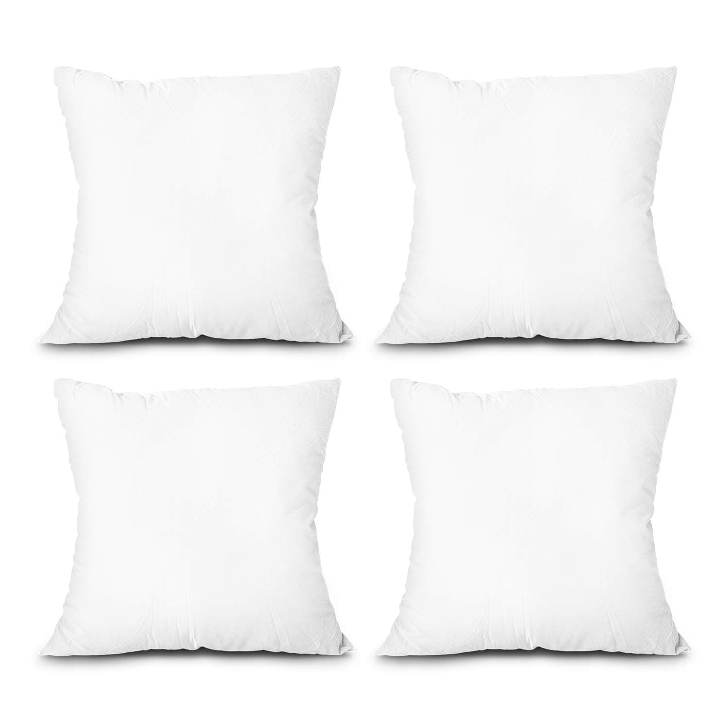 Throw Pillow Insert, Lightweight Soft Polyester Down Alternative Decorative Pillow, Sham Stuffer, Machine Washable 12x12 (White, 4 Count (Pack of 1))