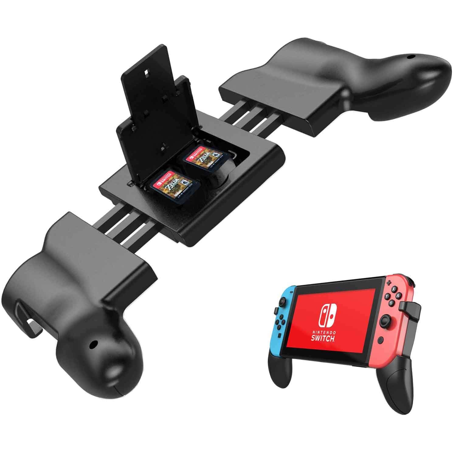 Hand Grip for Nintendo Switch - Ergonomic Pro Controller Feeling Wider Nintendo Switch Grip Case, Jon-Con and Switch Control - with 2 Game Slots. Free Bonus: 6 Thumbsticks