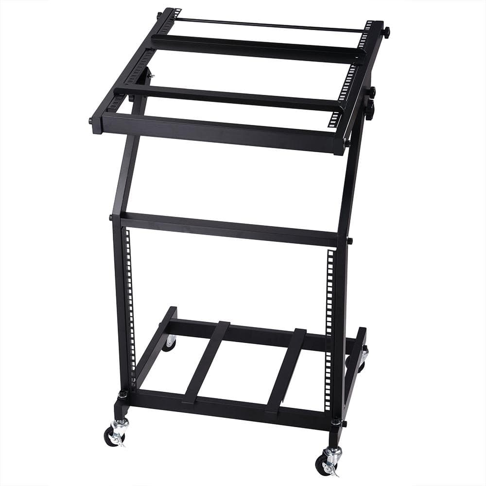 Powerpak MX-12U Mixer Studio Rack Mount Rolling Stand Adjustable Top Platform With Strong Wheel Mixer Platform Mount Holder for Music Studio Pro Audio Recording Cabinet Amplifiers-Black
