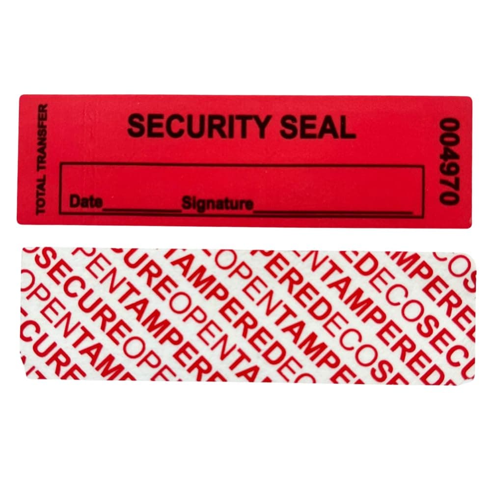 1"x3.35" Red Total Transfer Tamper-Evident Security Void Stickers/Labels/Seals with Sequential Numbers, Writable, Fan Folded for Convenience | 100-Pack