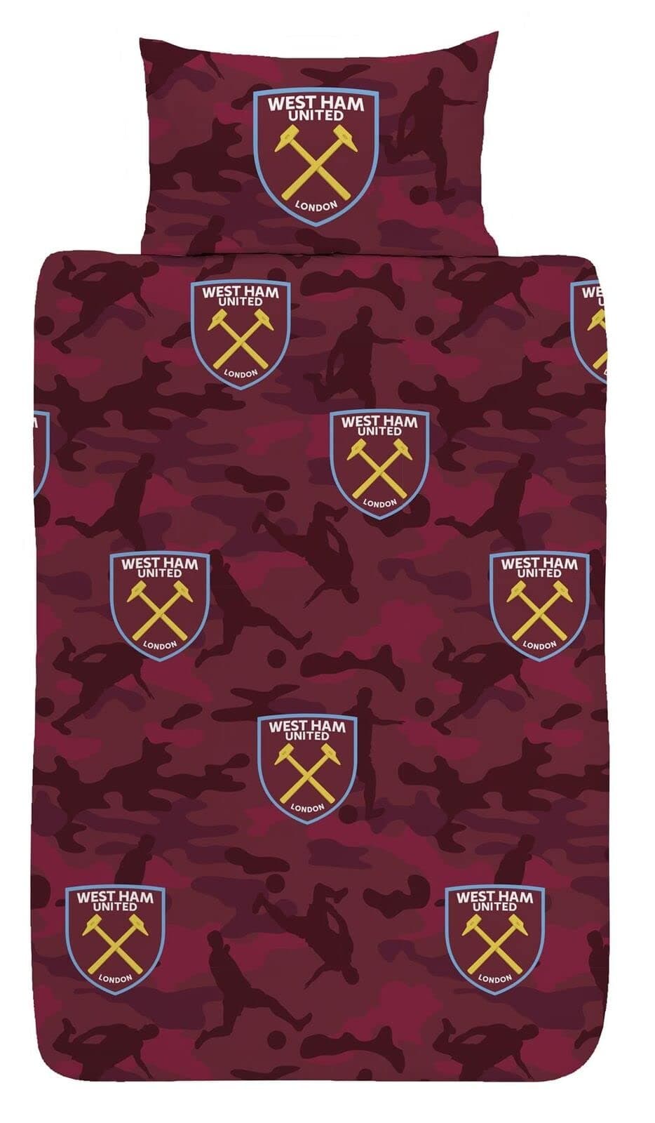 West Ham Single Duvet Set Reversible Bedding with Pillowcase