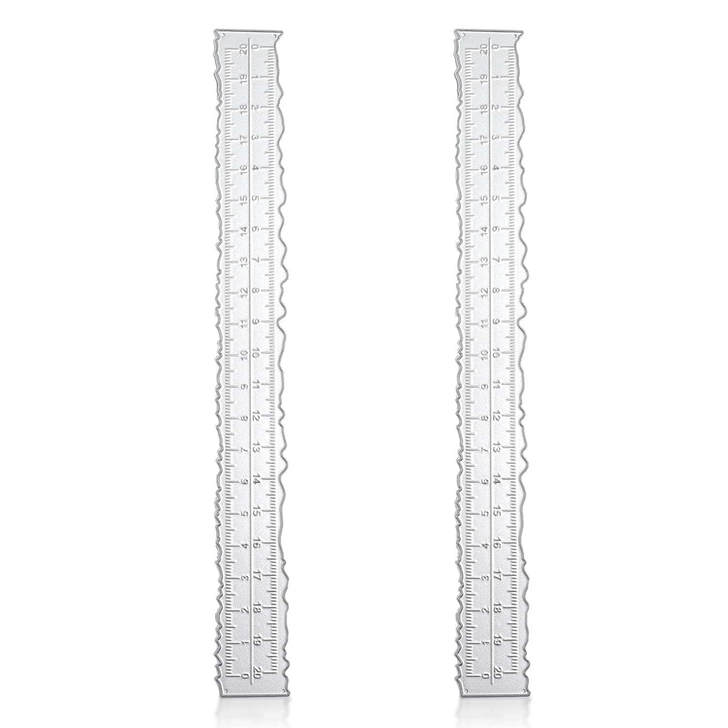 2pcs Irregular Edge Metal Craft Ruler, 8.4 x 1 Inch Jagged Edge Measuring Ruler for Embossing Card Making