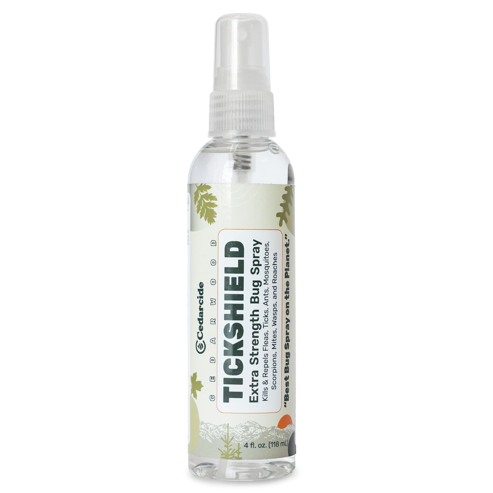 Cedarcide Extra- Strength Tickshield | Deep Woods Cedar Oil Tick & Mosquito Repellent Spray Kills & Repels Ticks, Fleas, Chiggers and Mosquitoes| For People & Pets | Natural Essential Oils | 4 Oz