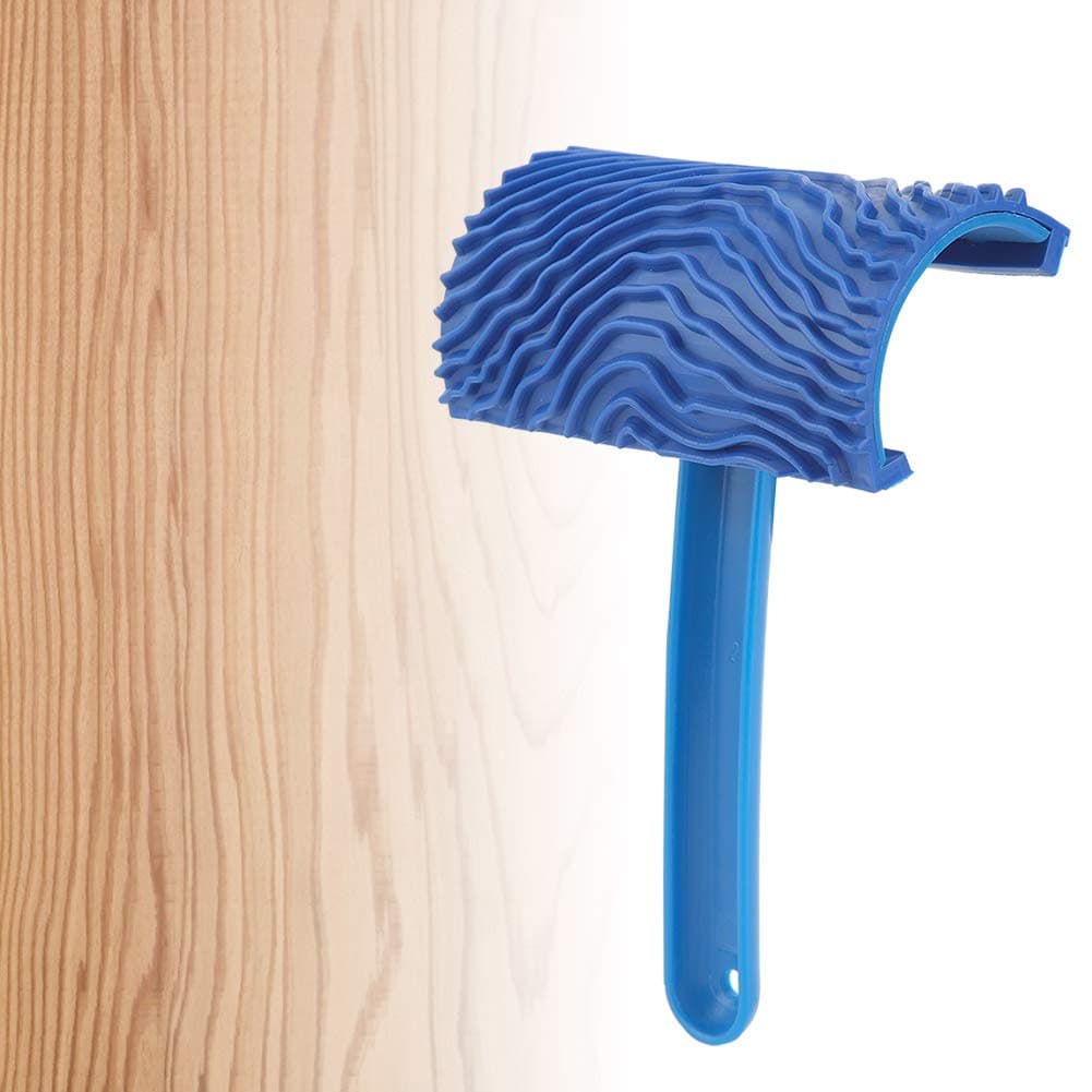 Jeffergarden Paint Roller,Blue Rubber Wood Grain Effect Paint Roller with Handle DIY Wall Decoration Tool Rubber 3.9''×2.4''