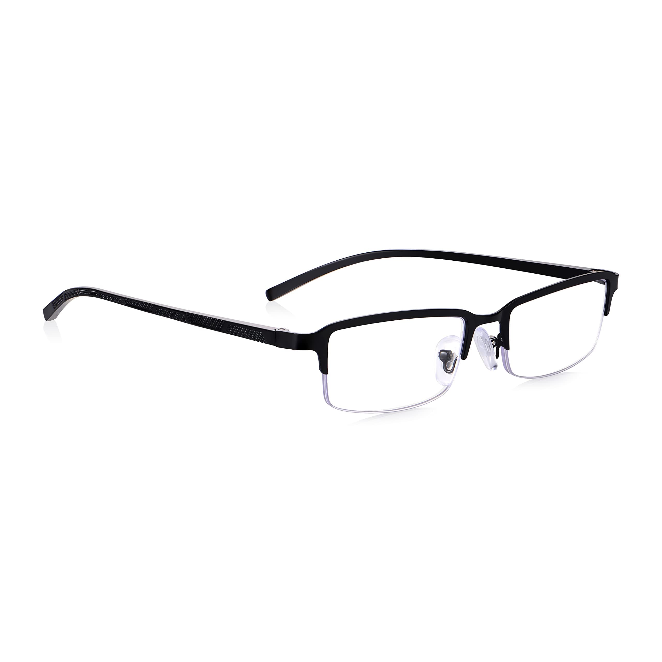 Reading Glasses for Men, Half Frame Non Prescription Glasses, Stylish Comfortable Glasses for All Day Wear