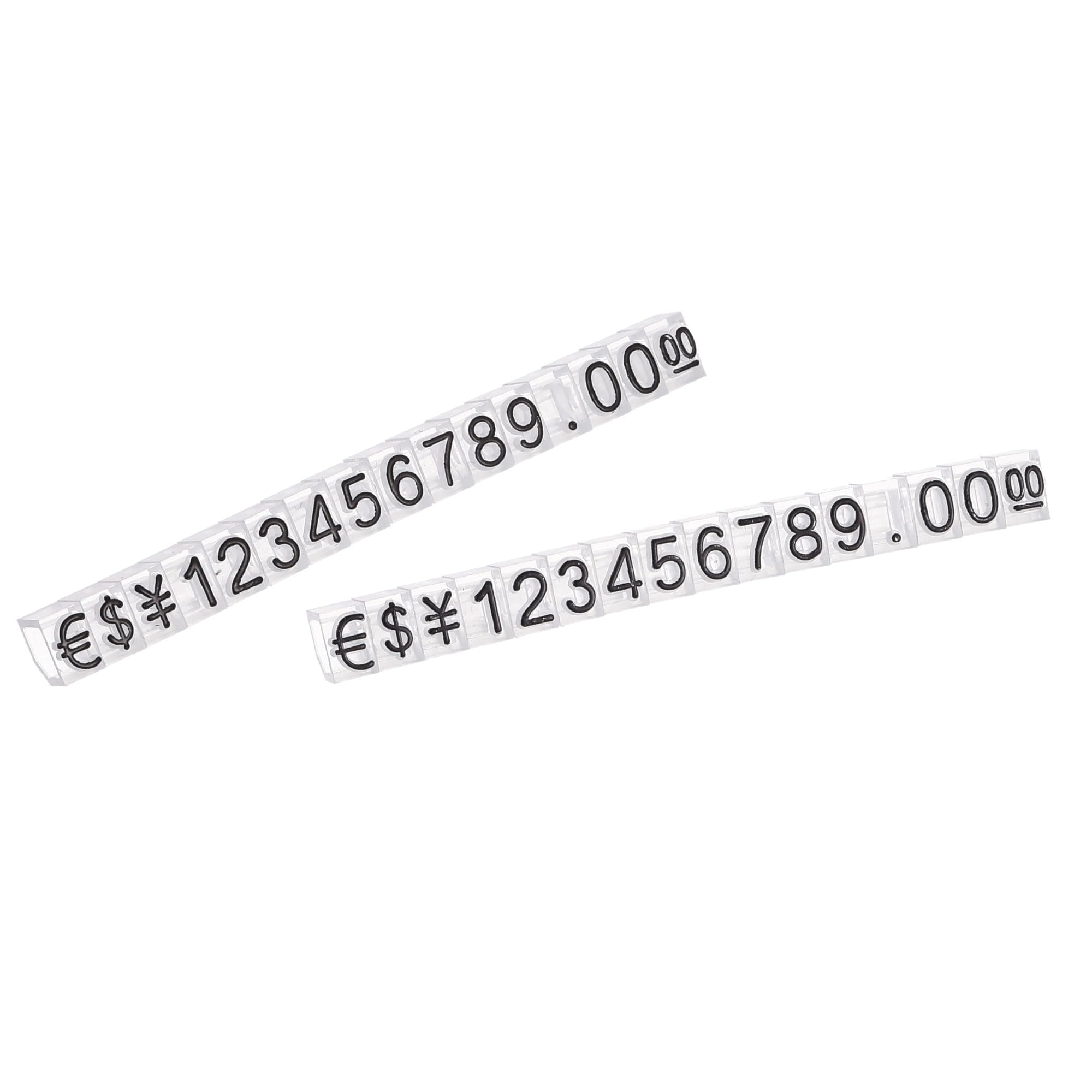 MECCANIXITY Adjustable Removable Mini Cube Price Tag Display Number Letter Price Label Stand Block Kit for Shop Counter Black on Clear,3.8x6.9mm,16 Sets