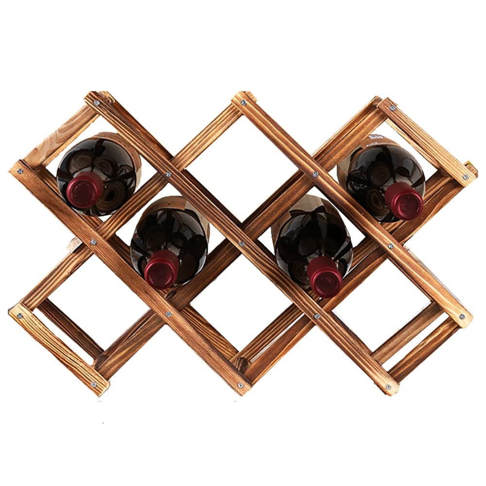 Wooden Wine Shelves - Countertop Stackable Display Stands with 10 Bottles for Home, Kitchen, Bar or Cabinets