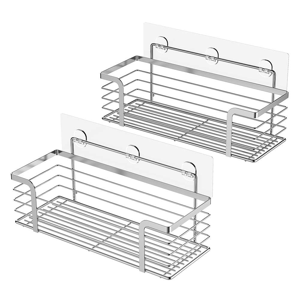 ODesign Shower Caddy Basket Shelf for Shampoo Conditioner Adhesive Bathroom Storage Organizer SUS304 Stainless Steel Rustproof No Drilling - 2 Pack