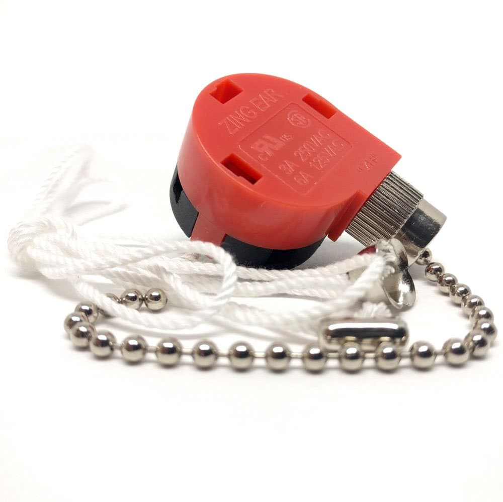 Zing Ear ZE-268S1 3 Speed 4 Wire Fan Switch 3 Way Rotary Speed Control Pull Chain Switch 6A125VAC 3A250VAC for Ceiling Fans - Nickel