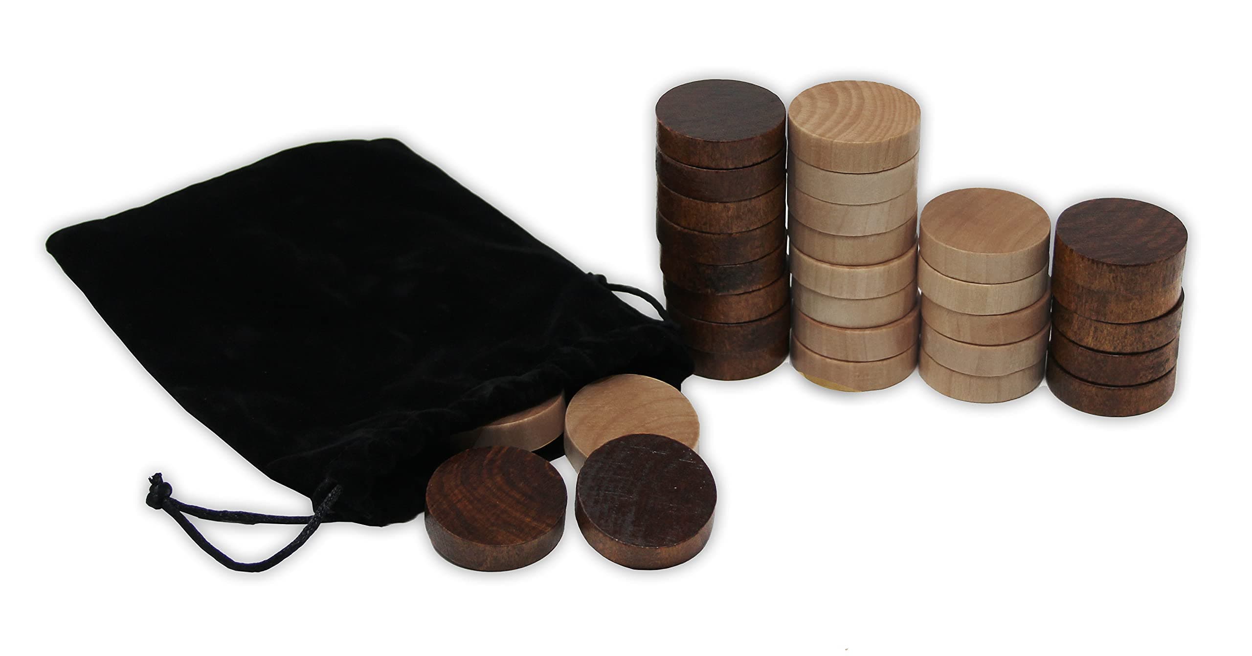 Da Vinci Wooden Backgammon & Checkers Game Chips, 30 Replacement Chips (15 Dark Brown, 15 Natural Wood Color), 1 Inch Diameter, 2 Players, Age 8+