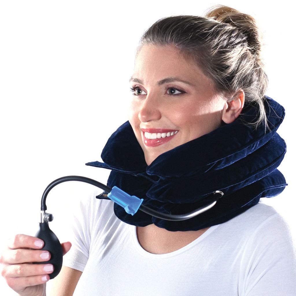 Cervical Neck Traction Device - Inflatable and Adjustable Cervical Traction - Neck Traction Device Will Help for Neck Stretcher and Support, Spine Alignment, Chiropractic Chronic Neck Pain Relief