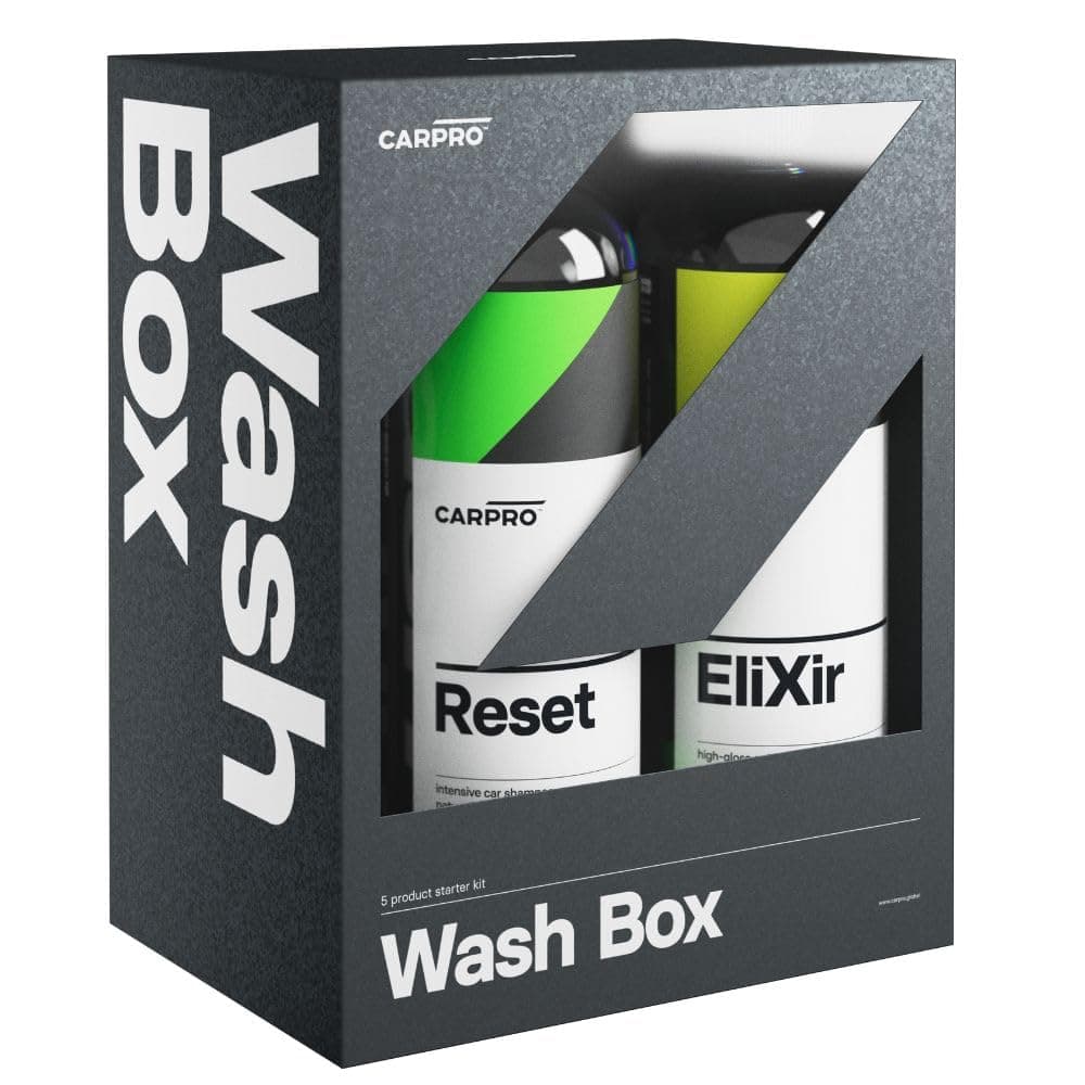 CARPRO Wash Box - 5 Products Including: Elixir, Reset, Microfiber Wash Mitt, DHydrate Drying Towel & 2 Face No Lint Towel - Everything to Wash Your Car All Season Long, 16 Treatments