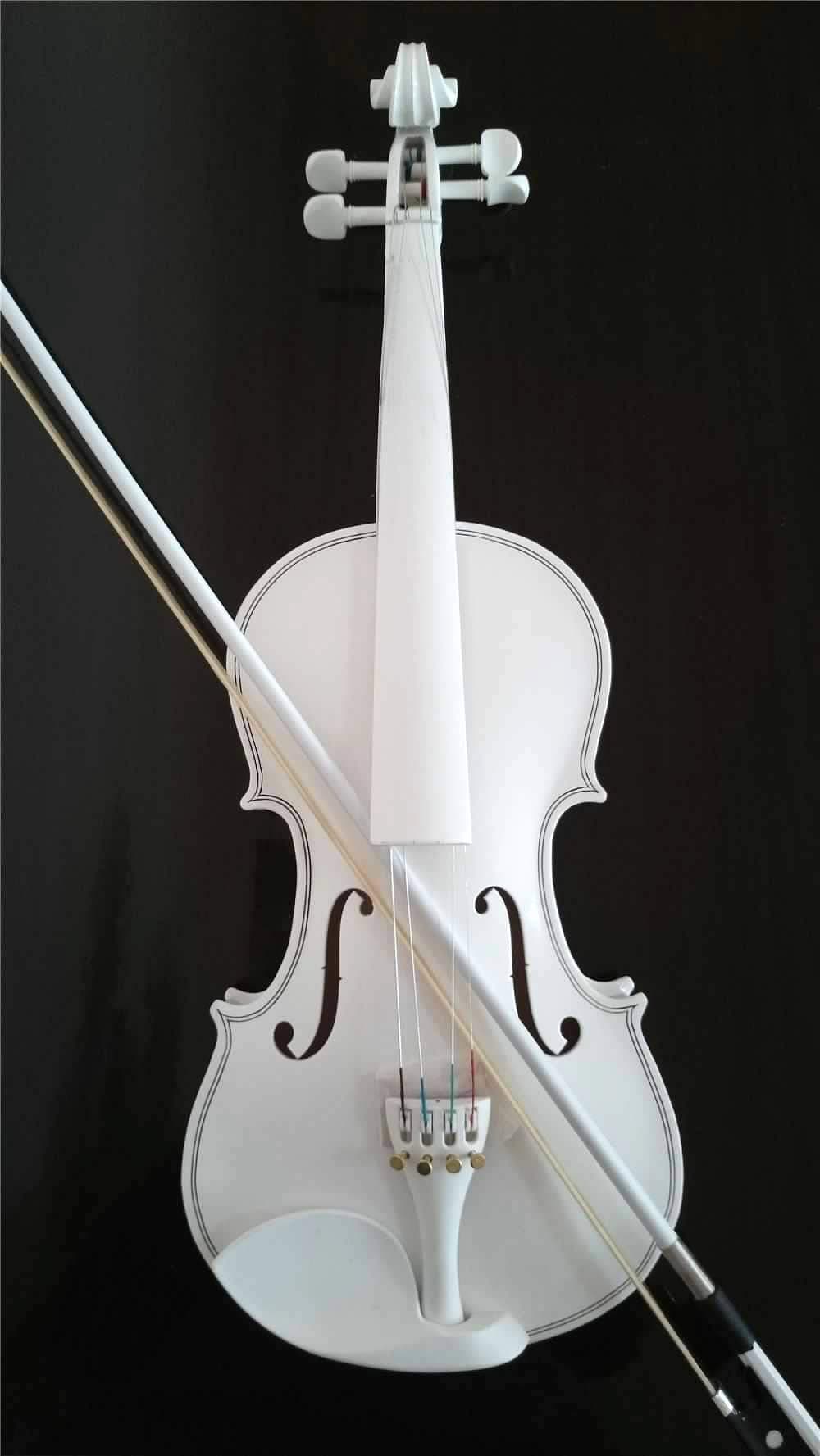 Student Acoustic Violin Full 4/4 Maple Spruce with Case Bow Rosin all white Color