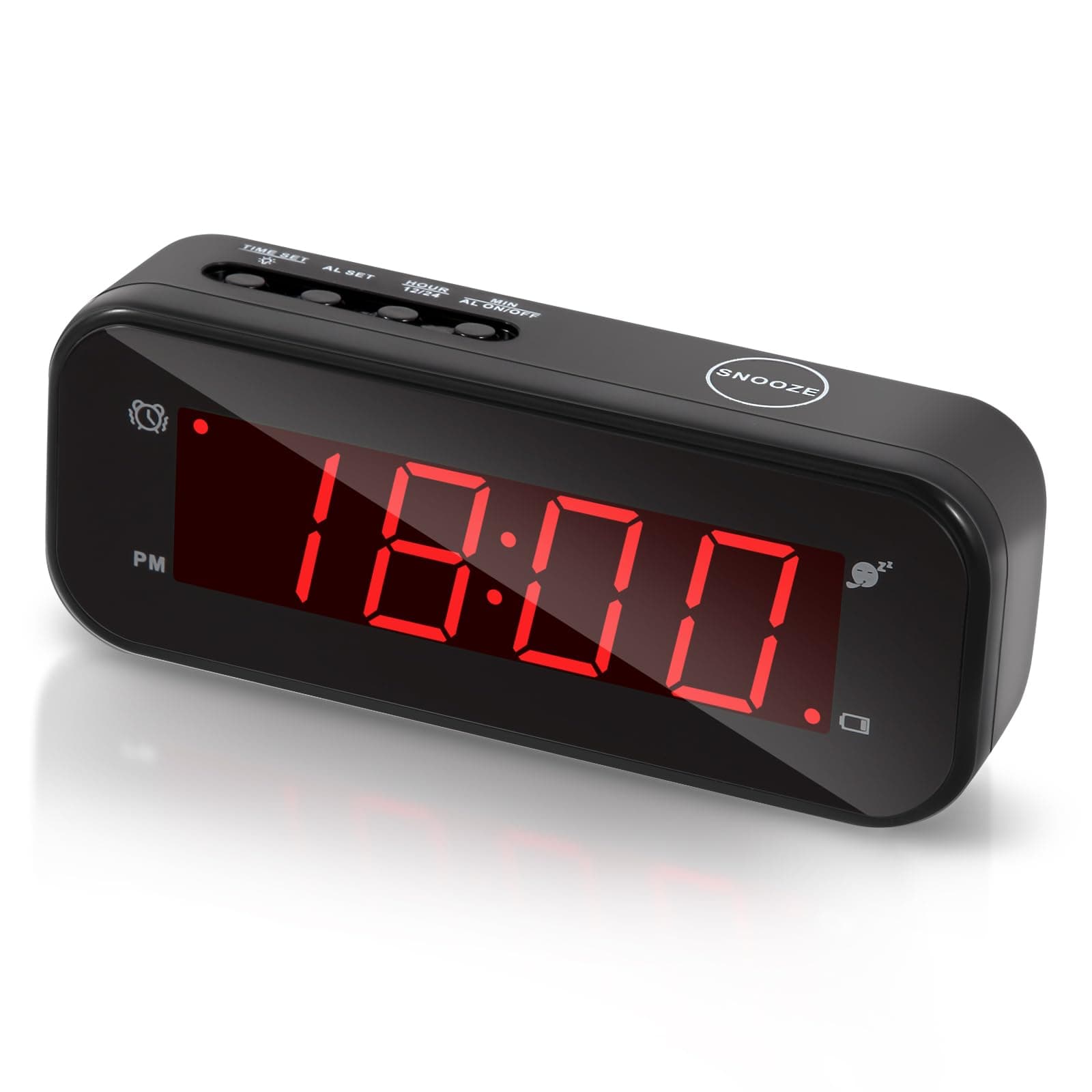 Small Digital Alarm Clock Battery Operated, Cordless, Travel Alarm Clock, Brightness Adjustable, 12/24Hr