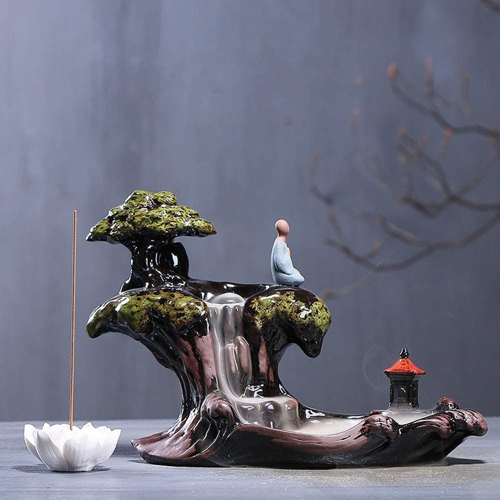 Ceramic Incense Holder Incense Burner Backflow Censer (Mountain)