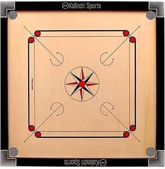 Kalindri Wooden Carrom Board with Coins and Striker (32" * 32" with 1.5" * 1.25" Frame 4 mm Ply)