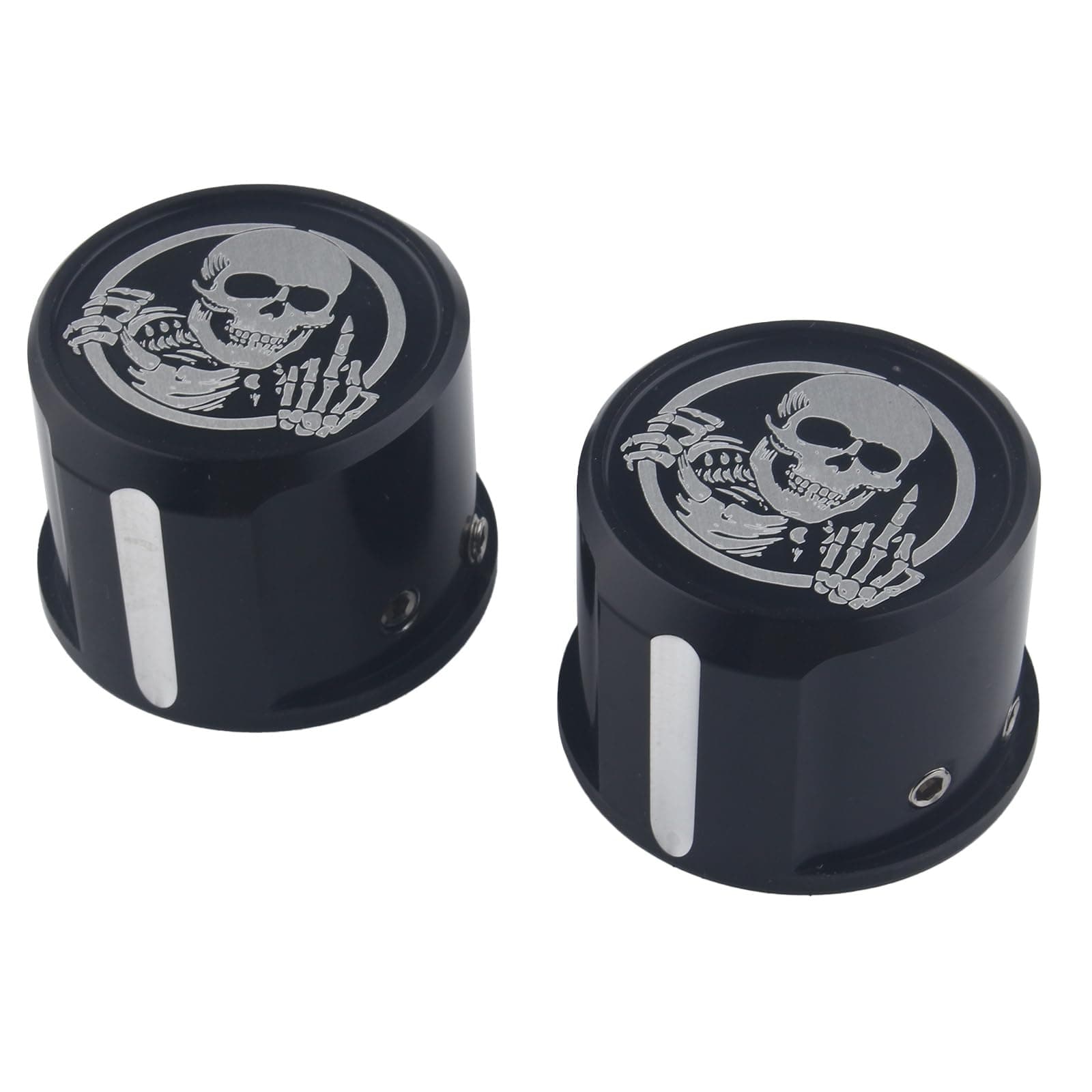 FINMOKAL 1Pair Aluminum Black Front Axle Nut Covers Axle Nut Cap Compatible with Harley Heritage Softail Dyna Electra Street Glide Tri Glide Road King Sportster Fat Boy 2007-2024
