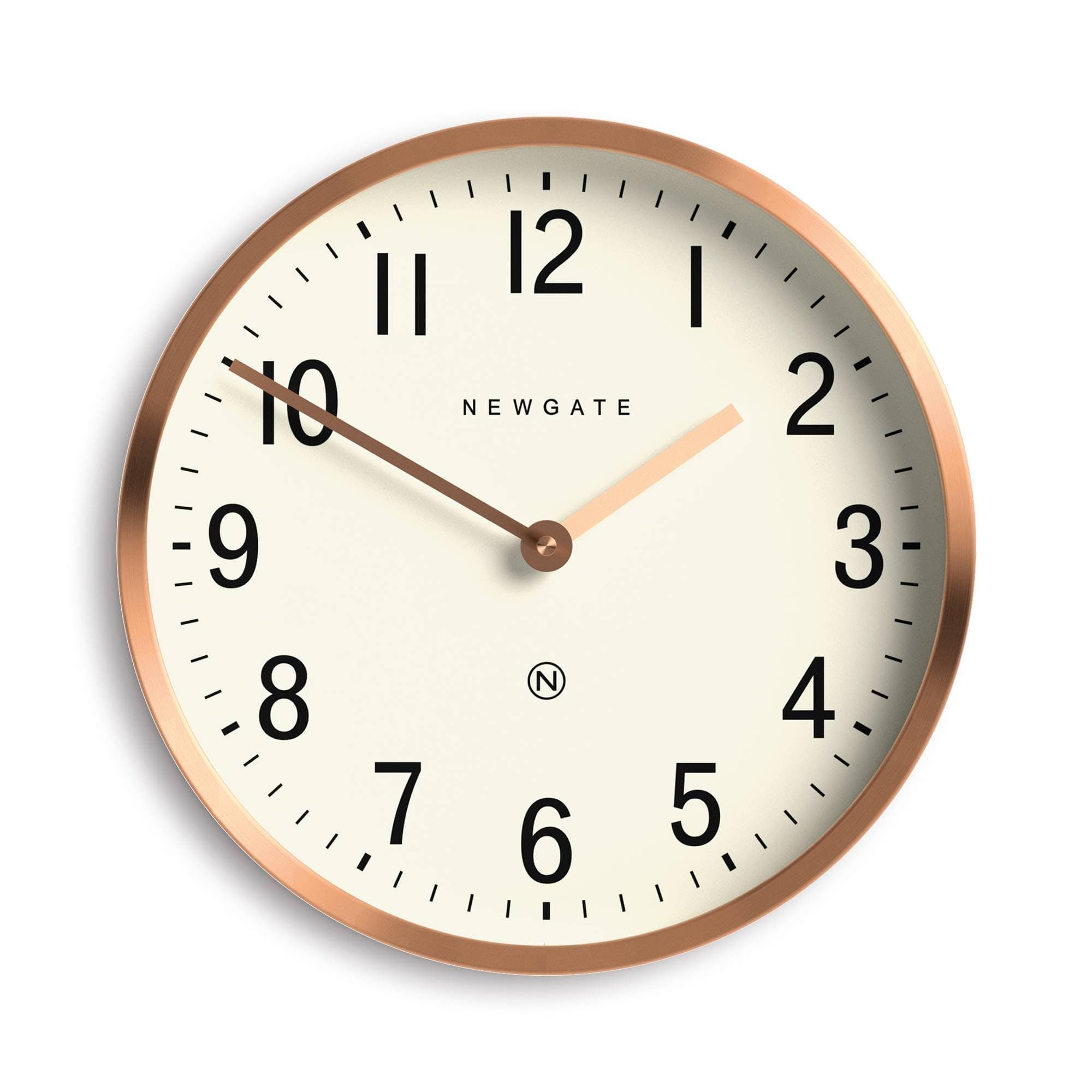 NEWGATE® Master Edwards wall clock | Mid century style clock | 30cm | Deep metal case with copper/rose gold finish | Modern retro design for kitchen, living room or office