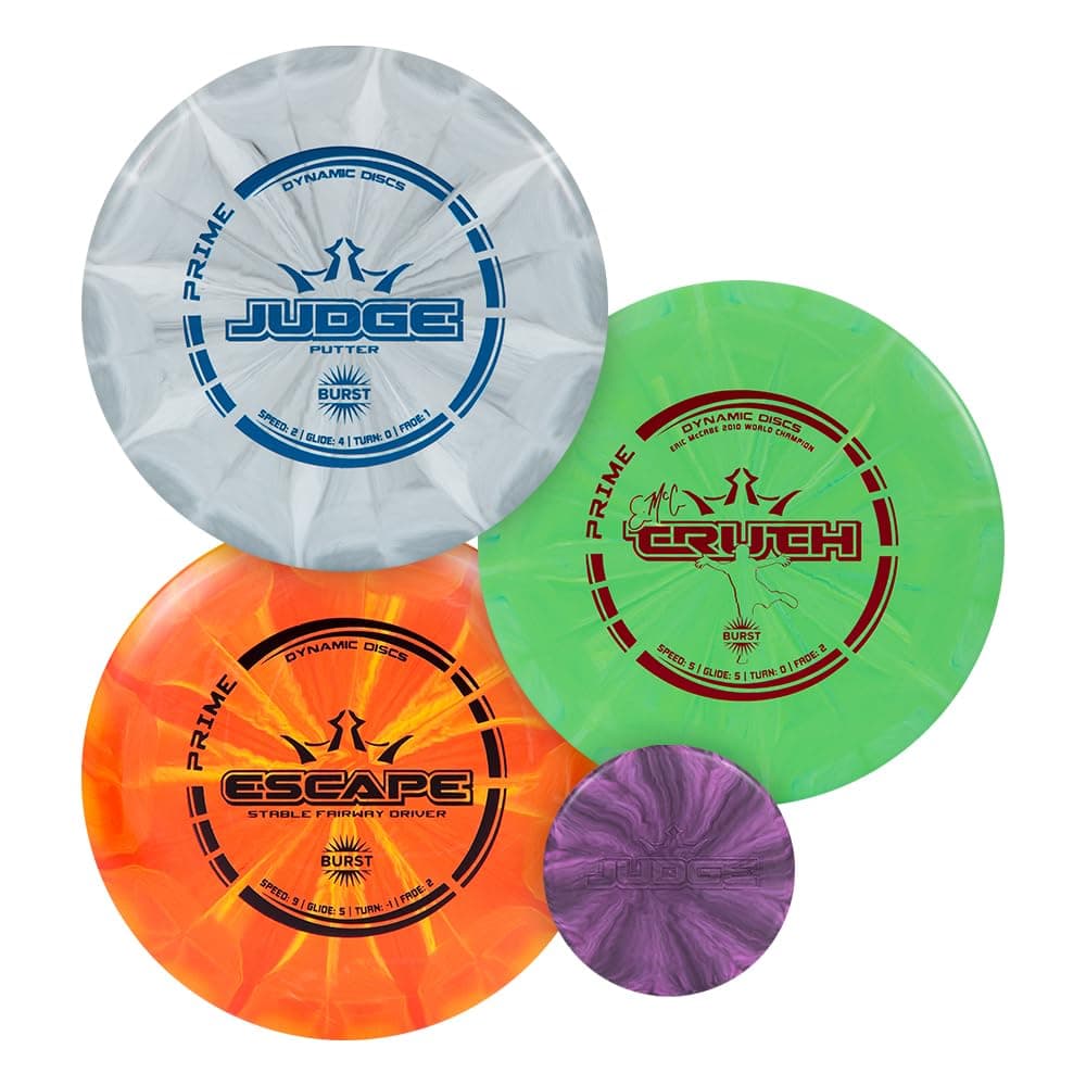 Dynamic Discs Prime Burst 3-Disc Golf Set | Includes Putter, Midrange, Driver, Mini Marker | 170-176g | Starter Disc Golf Accessories for Men | Great Beginner Kit for New Players & Amateurs