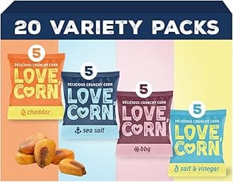 Family Favorite - Sea Salt, BBQ, Salt & Vinegar, Cheddar 0.7oz x 20 - Delicious Crunchy Corn - Healthy Family Snacks - Gluten Free, NON-GMO - Alternative for Chips, Nuts, Crackers & Pretzels