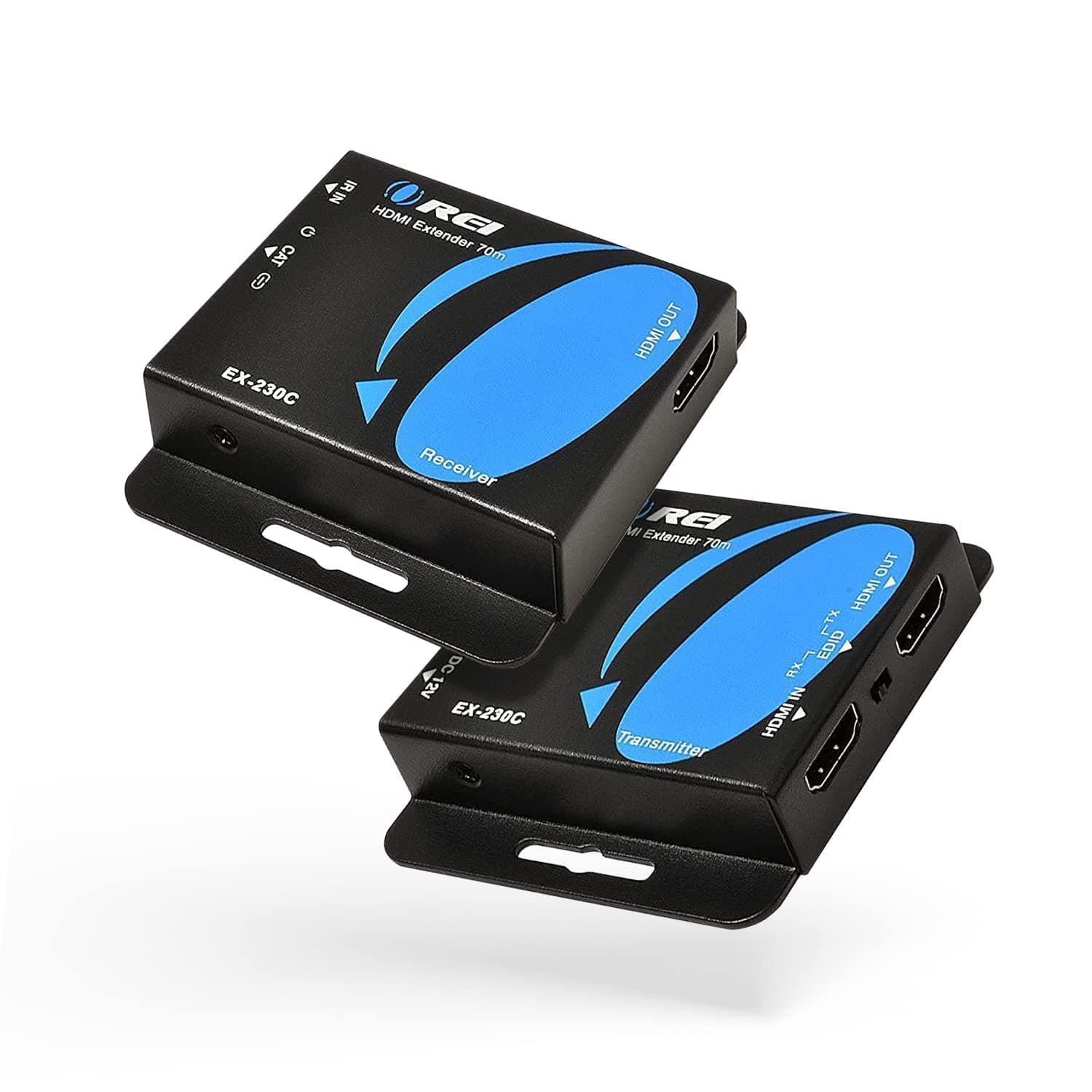 4K HDMI Over CAT6/CAT7 Extender by OREI Extender RJ45 4K@30Hz Upto 130 Ft 1080P Upto 230 FT Full HD POC Transmitter & Receiver IR Loop Out (EX-230C)