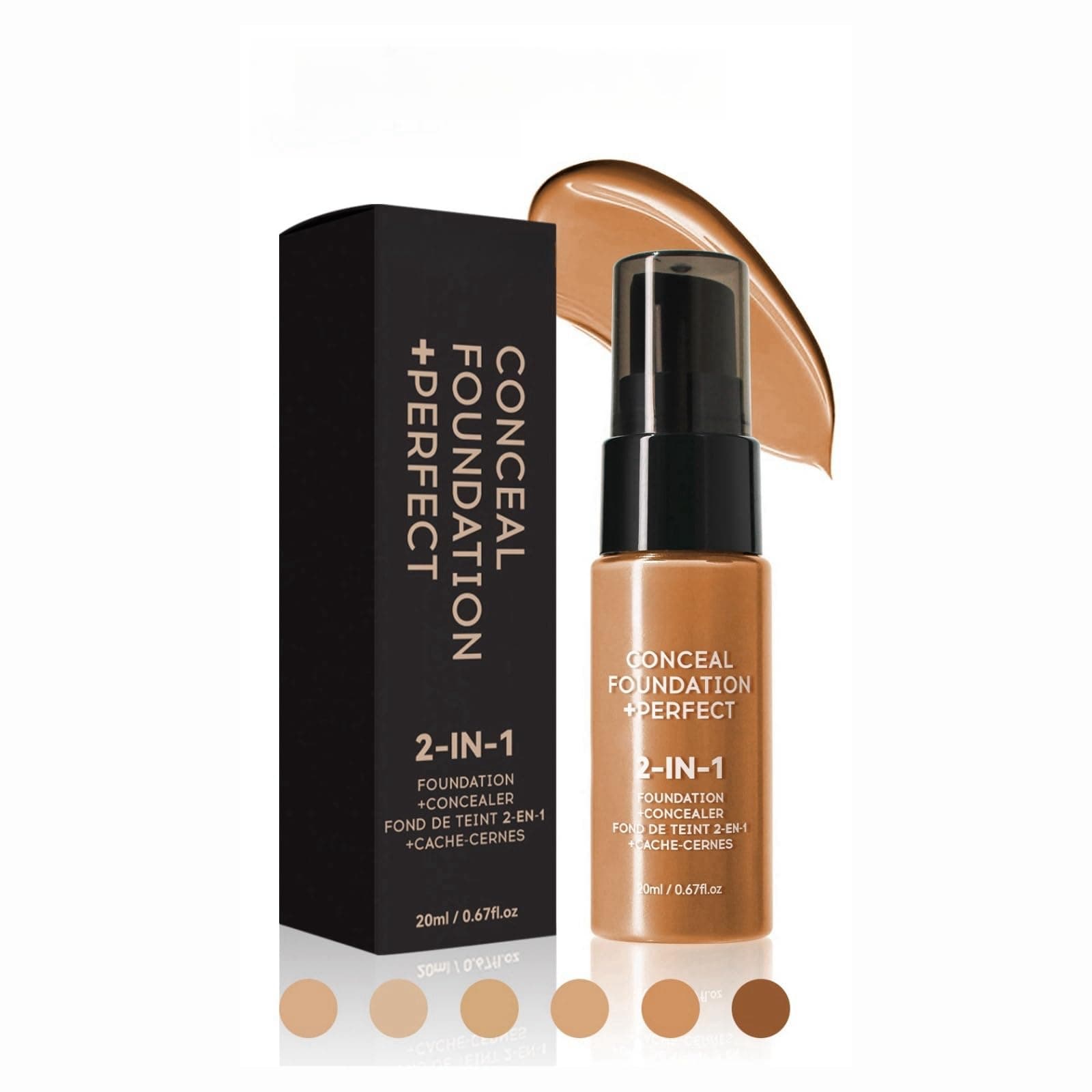 2-In-1 Conceal Foundation, Flawless Soft Matte Liquid Foundation, Hides Wrinkles & Lines, Moisturizing Fluid, 24 HR Oil Control (#04, 1 Pack)