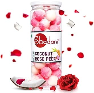 Shadani Coconut Rose Peda Can (200g), Real Coconut Toffee Candy | Soft & Chew...