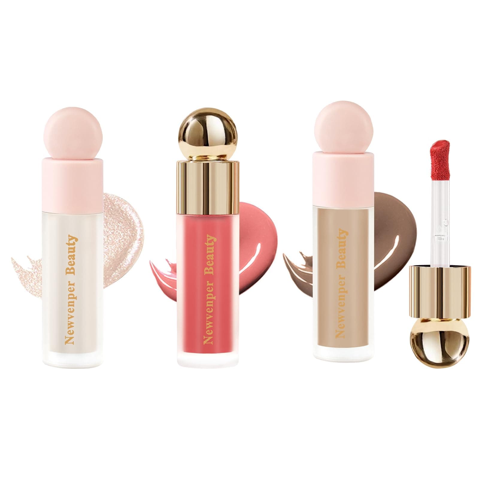 Newvenper Liquid Highlighter and Liquid Router, 3 Piece Set with Face Applicator, Durable and Easy to Use, Suitable for All Skin Types, Portable and Creates 3D Effect