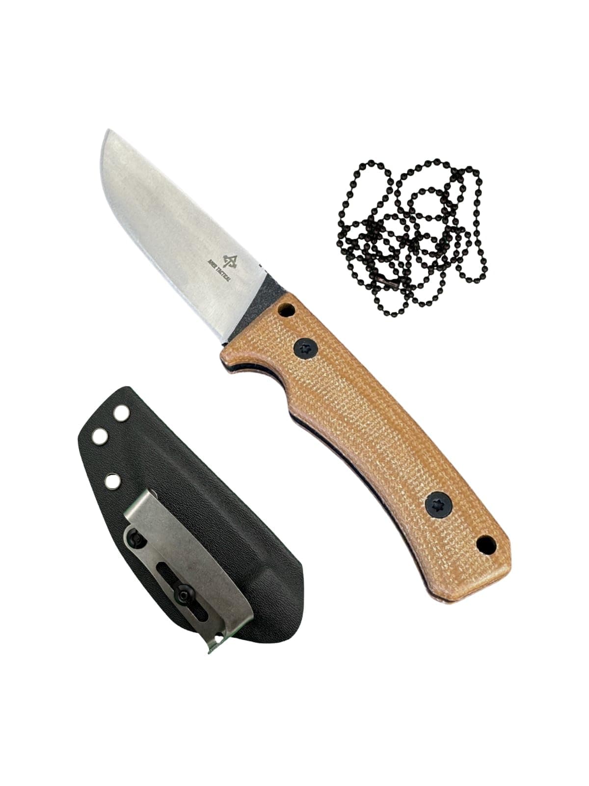 Fixed Blade Knife Full Tang, 3D Micarta Handle, Razor Sharp Survival Hunting Knife with Kydex Sheath, EDC Camping Bushcraft Tactical Outdoor Knives for Skinning & Everyday Carry
