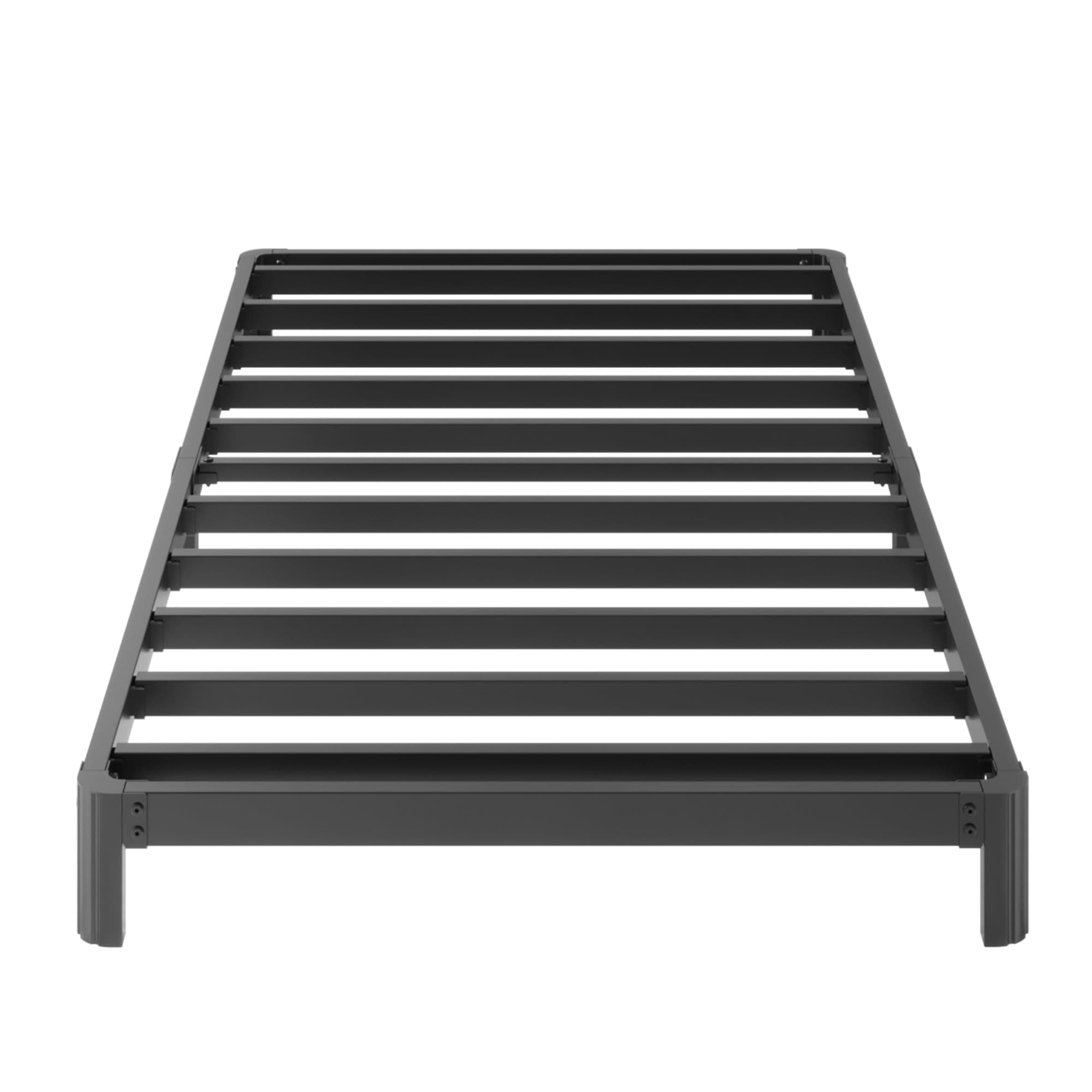 6 Inch Low Twin Bed Frames No Box Spring Needed, Heavy Duty Metal Twin Size Platform Bed Frame with Rounded Corner Legs, Easy Assembly, Noise Free, Black