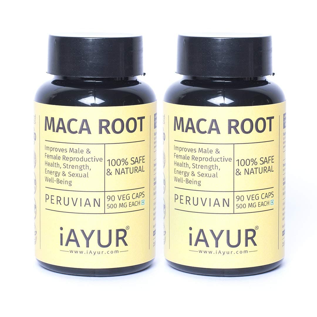 iAYUR Maca Root Extract 500 Mg 90 Veg Capsules (Pack of 2) Tested & Certified 100% Potent, Natural, Pure & Safe - Peruvian Origin