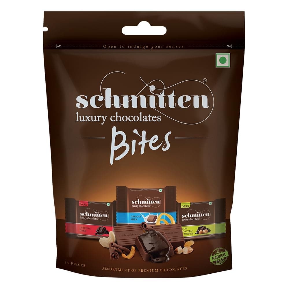 Schmitten Home Bites Assorted Dark and Milk Chocolates Minis - Pack of 1, 120g Pouch, Premium Selection