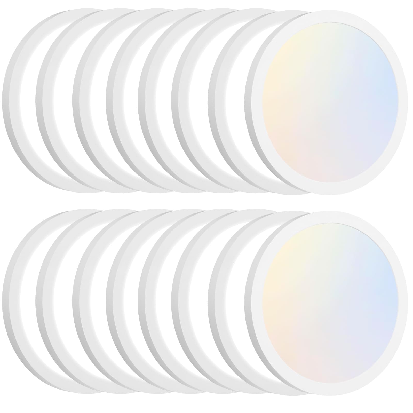 Brightever Flush Mount LED Ceiling Light White, 3 Color Temperature in One 3000K-4000K-5000K, Dimmable 15W 1200Lm 7 Inch Round Light Fixture Slim Low Profile Surface Mount for Basement, Porch(16-Pack)
