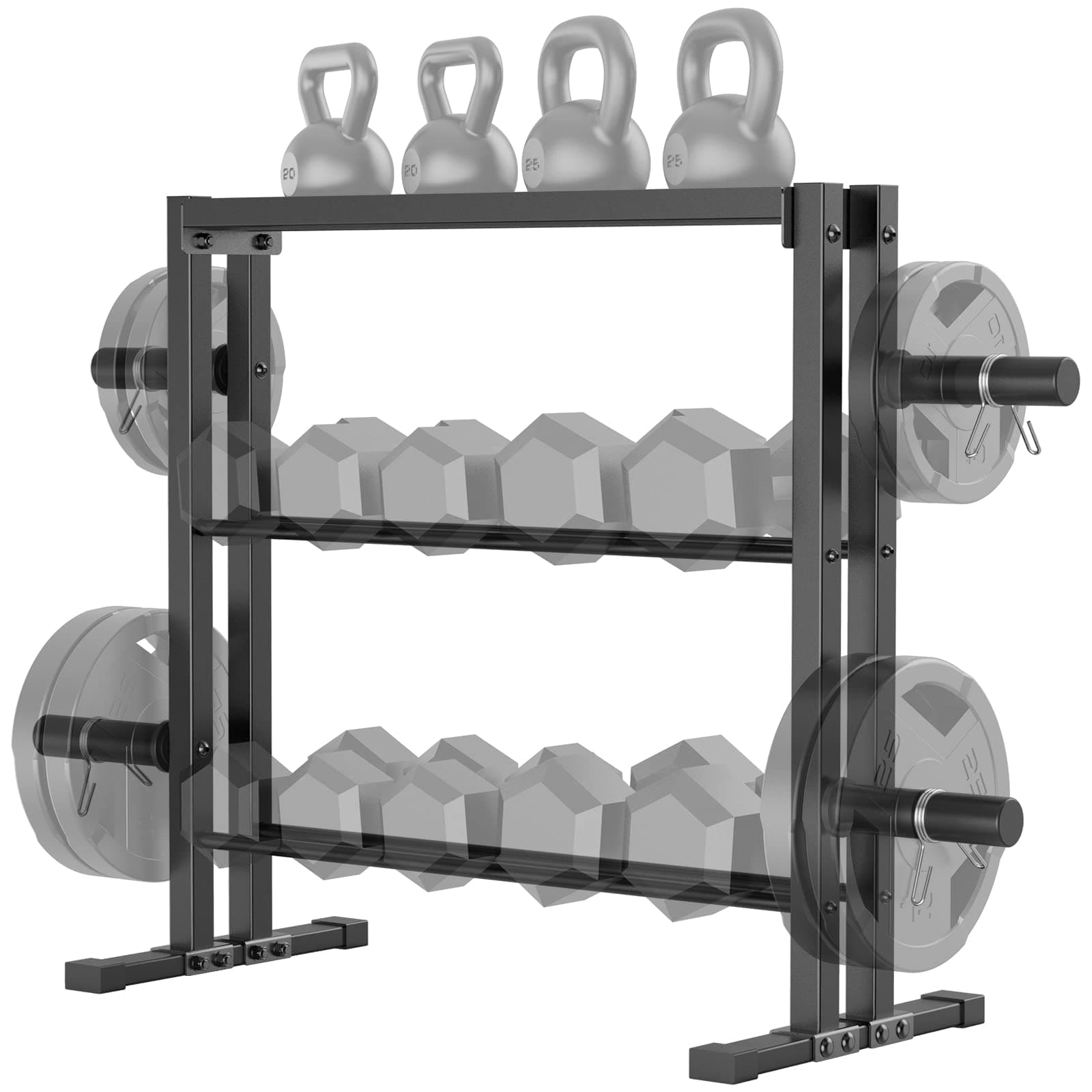 BEKING 3 Tier Weights Storage Rack, Dumbbell Rack Organizer for Weight Plates Kettlebell,Combo Weight Storage Stand for Home Gym