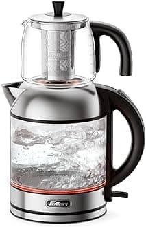 Germany 2200W 2-in-1 Teamaker, 2L Glass Kettle+1L Teapot by German Technology, STRIX, Keep-Warm+Boil-Dry+Overheat, Stainless Steel Teapot Kit, TS288, 2Y Guarantee-UAE Version (Stainless Steel)