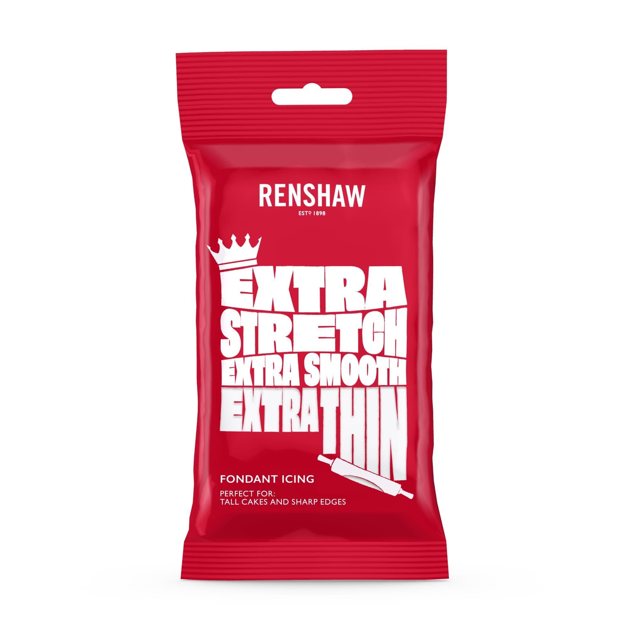 Renshaw White Extra Stretch, Smooth & Thin Fondant Icing, 250 g (Pack of 1) - Ready to Roll Icing for Cakes