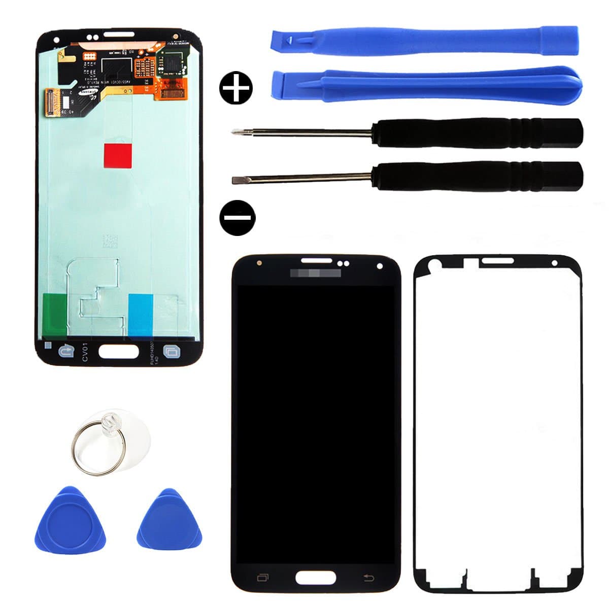 YCIL Samsung Galaxy S5 G900 LCD Display Digitizer Replacement Touch Screen for Samsung Galaxy S5 i9600 G900A G900T G900V G900P (Black) with Free Repairing Tools