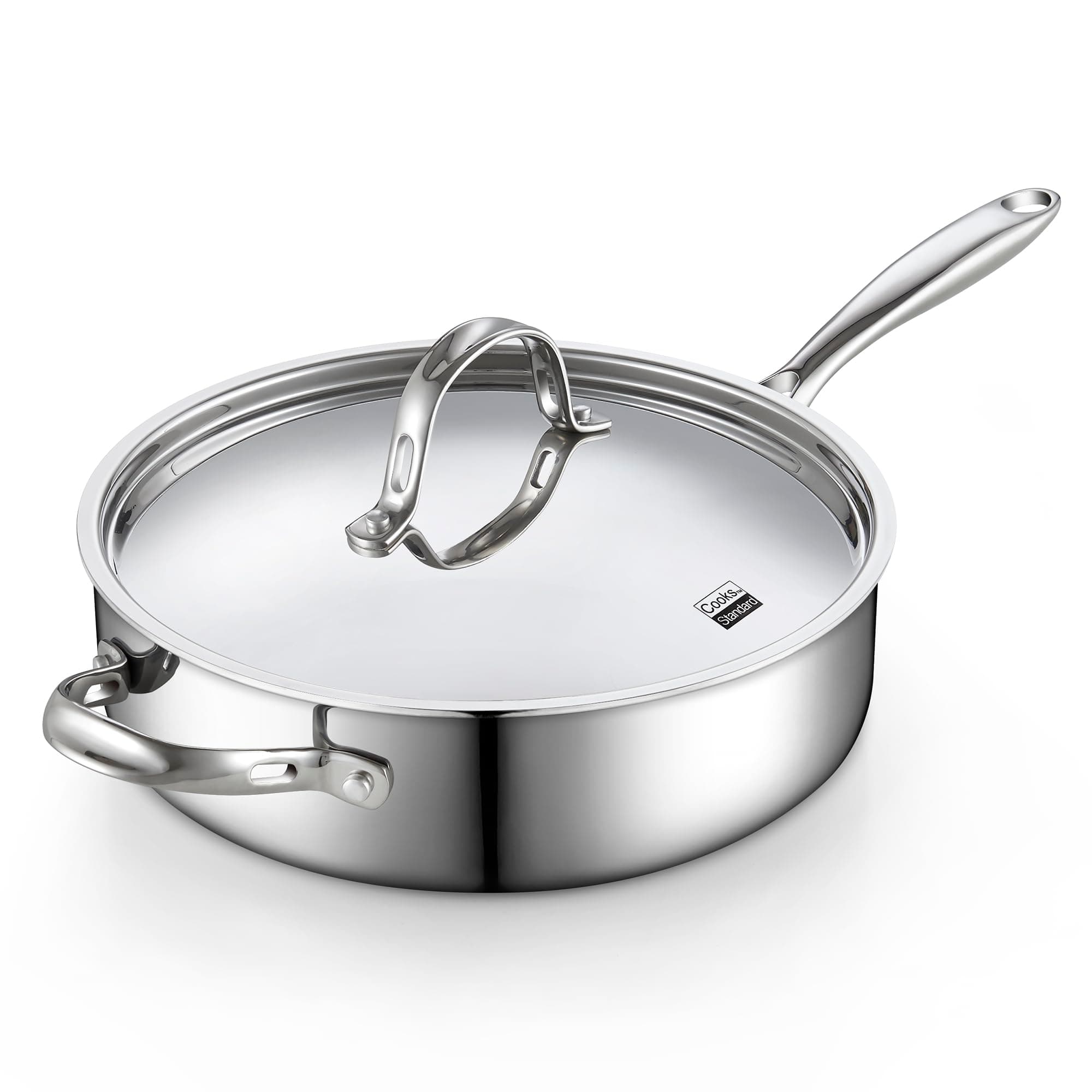 Cooks Standard 10.5-Inch/4 Quart Multi-Ply Clad Deep Saute Pan with Lid, Stainless Steel