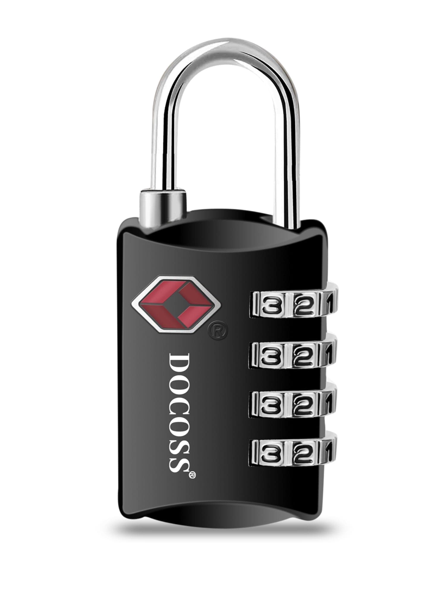 DOCOSS Metal Luggage Lock, BLACK (1 PC), S